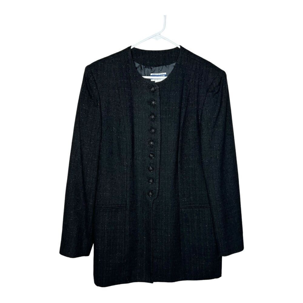 Pendleton Blazer Womens 14 Tweed Herringbone Vintage Black Wool Blend Jacket‎